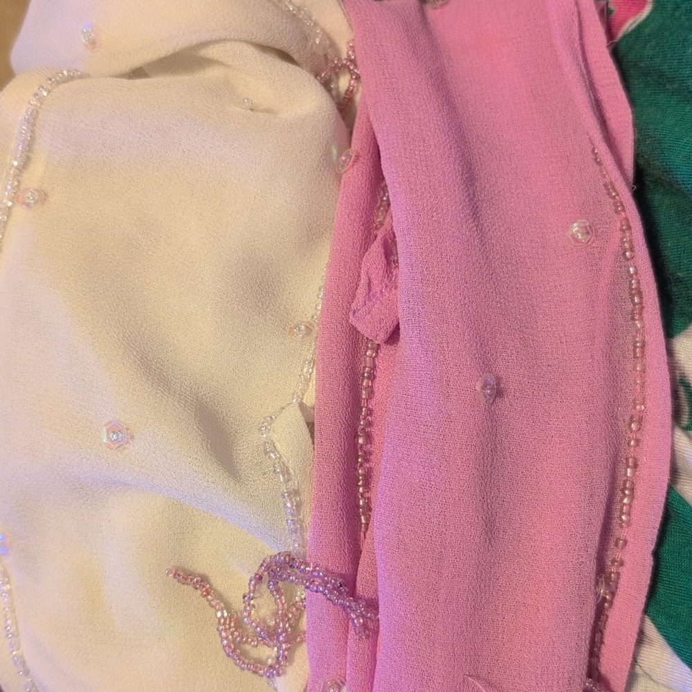 2 Elegant Sheer Scarves with Sequins Pnk1